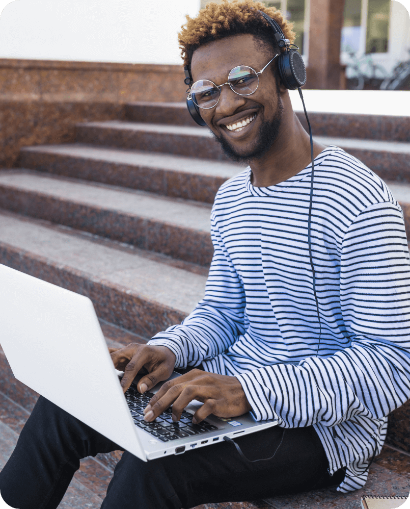 Young professional working on a laptop